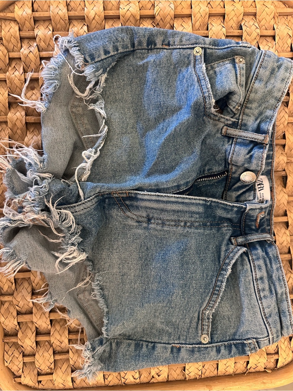 Zara Faded Blue Denim Shorts